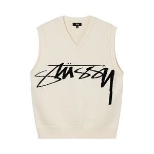 Stussy Cream Logo Knit Vest - Men